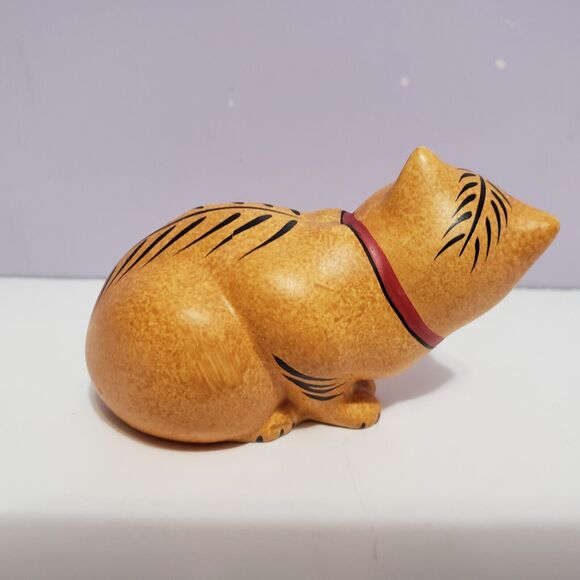 Franklin Mint 1986 Orange Handpainted Cat Kitten Figurine Korea ( 1.75" × 3" ) - Picture 3 of 8